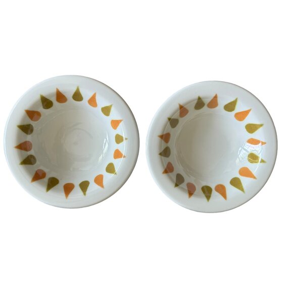 Shenango China Restaurantware Bowls Mid Mod Orange Green Teardrop Pattern 70s - Picture 4 of 16